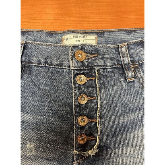 Free People Button Fly Denim Jean Shorts Size 27 - Picture 3 of 5